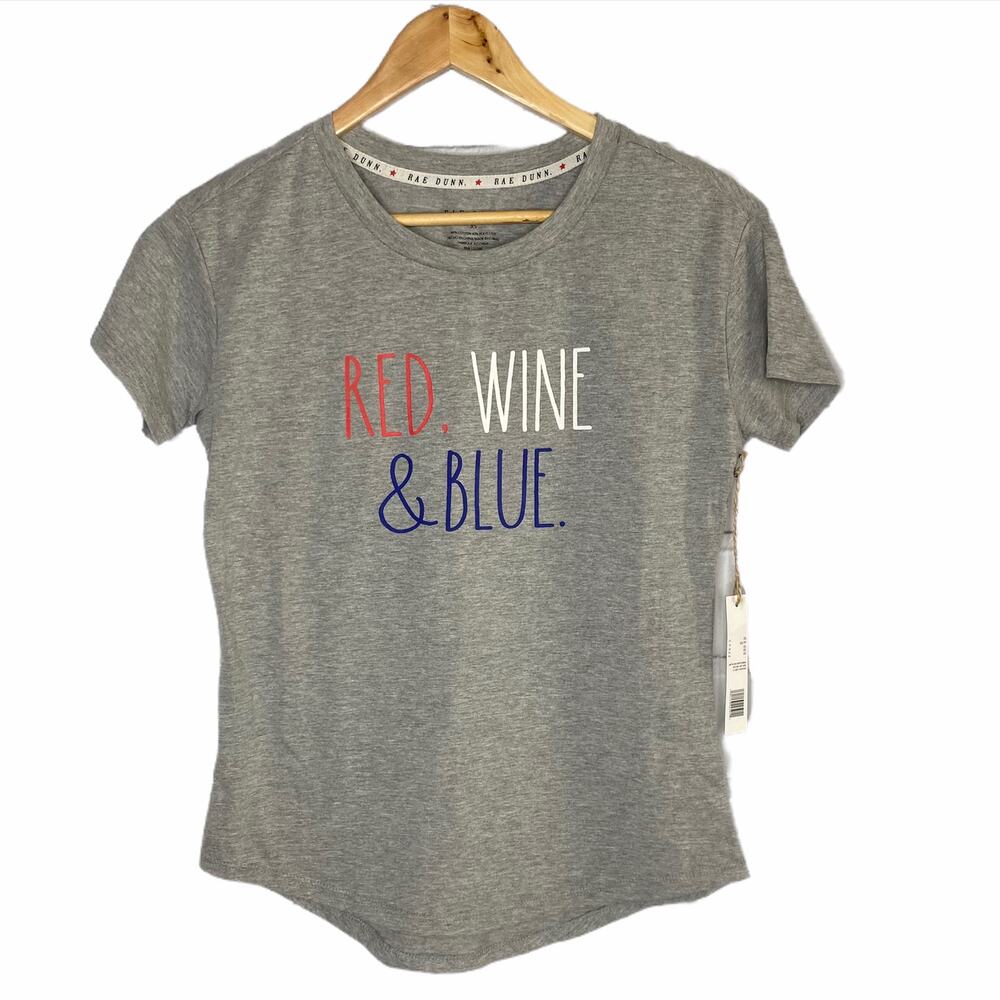 Rae Dunn Red, Wine & Blue (American) Short Sleeve T-shirt Tail Hem Size XS